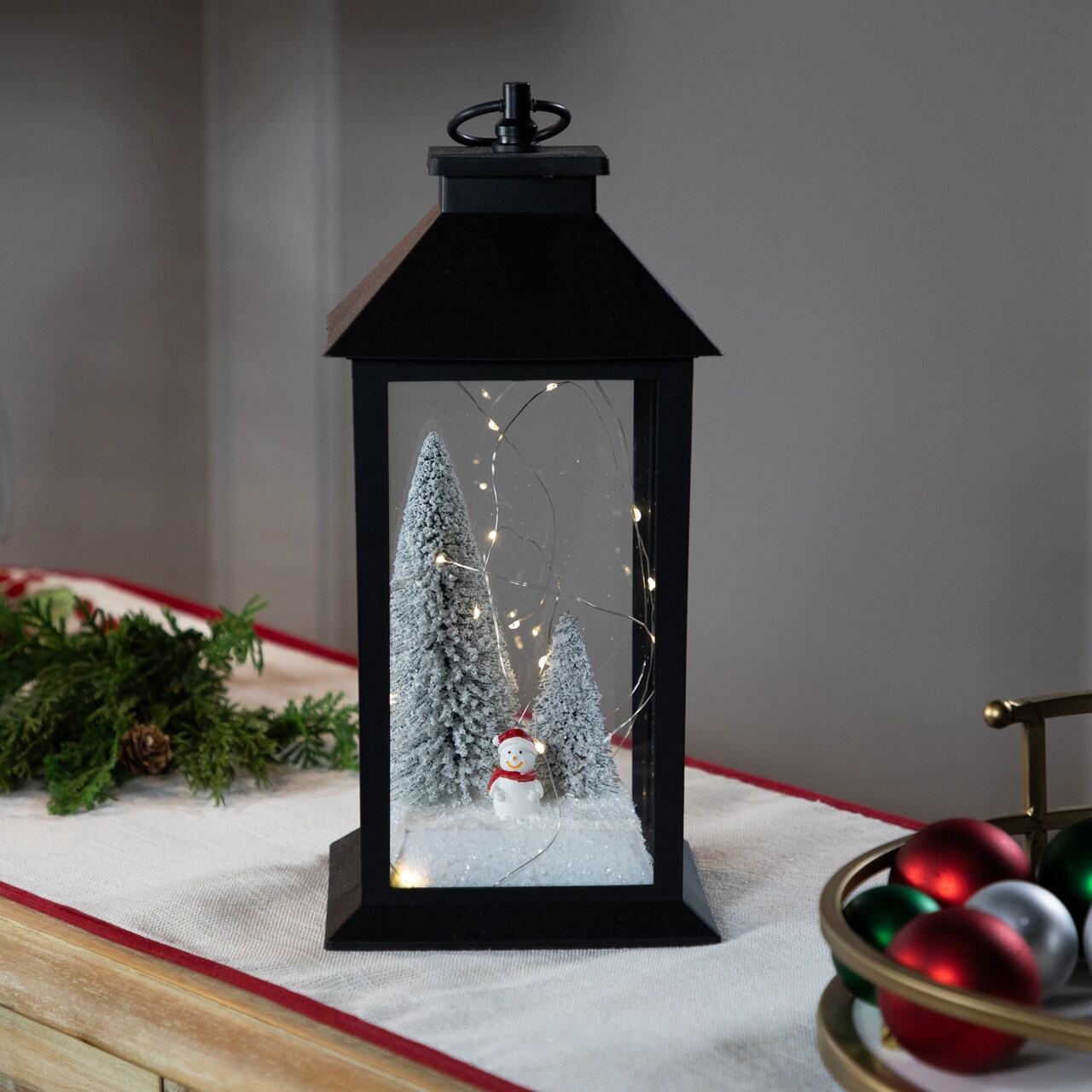 Northlight LED Lighted Snowman Winter Scene Christmas Lantern - 11"